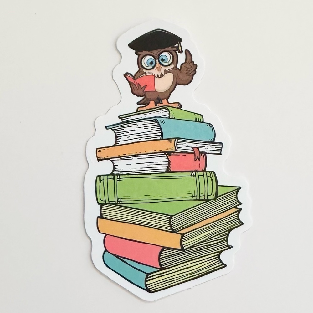 10/$10 Owl & Books Sticker